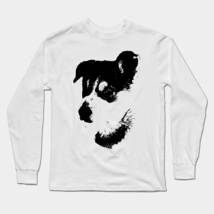 Hund Husky Welpe Kopf schwarz Long Sleeve T-Shirt